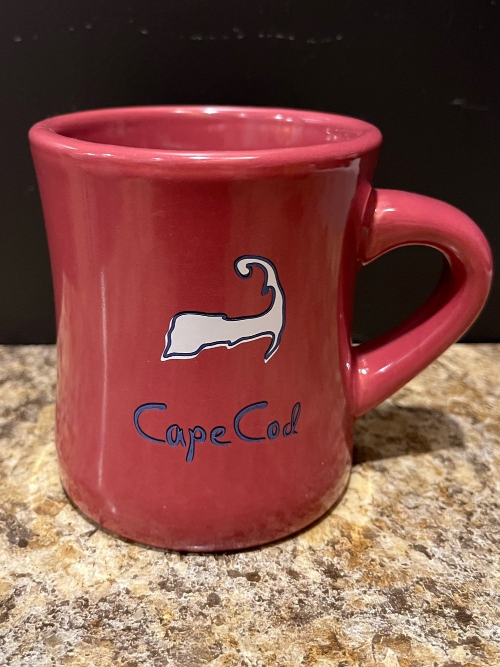 Cuffy’s Cape Cod Ceramic Coffee Mug - in Cranberry Wine Color Classic Cod Logo